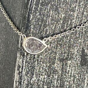 Slice of a Diamond Sterling Silver 925 bezel set Necklace 16”